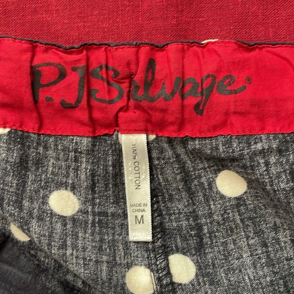 PJ Salvage Sz M Black Polka Dot 100% Cotton PJ Pants ONLY - Picture 7 of 15